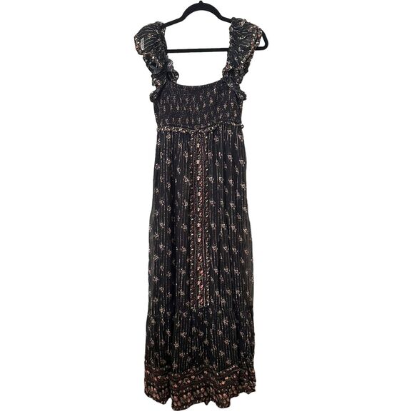 SAYLOR‎ Metallic Striped Smocked Maxi Dress Sz Small - Picture 1 of 4